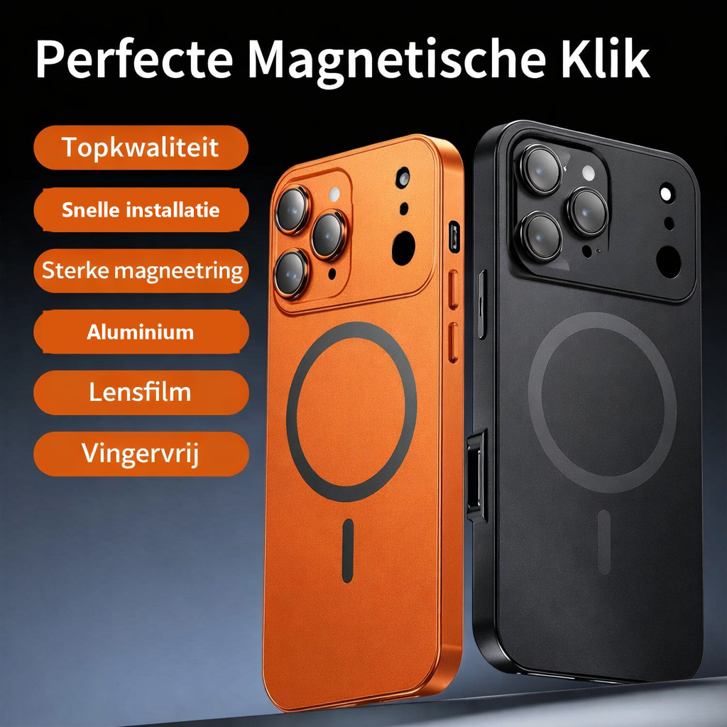 MagSafe telefoonhoes aluminium oranje - Perfecte Magnetische Klik