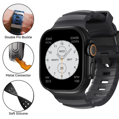 Silicone Strap+Metal Case For iWatch Ultra2 For Apple Watch 10/9/8/1/2/3/4/5/6/7 Sports Bracelet Band 46mm 49mm 45mm 44mm 42mm