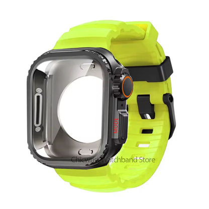 Silicone Strap+Metal Case For iWatch Ultra2 For Apple Watch 10/9/8/1/2/3/4/5/6/7 Sports Bracelet Band 46mm 49mm 45mm 44mm 42mm