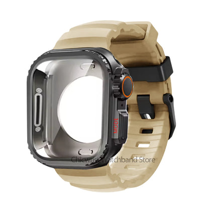 Silicone Strap+Metal Case For iWatch Ultra2 For Apple Watch 10/9/8/1/2/3/4/5/6/7 Sports Bracelet Band 46mm 49mm 45mm 44mm 42mm