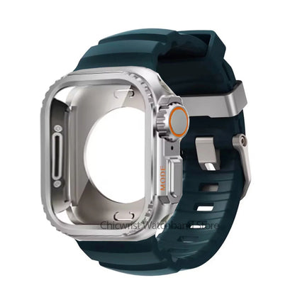 Silicone Strap+Metal Case For iWatch Ultra2 For Apple Watch 10/9/8/1/2/3/4/5/6/7 Sports Bracelet Band 46mm 49mm 45mm 44mm 42mm