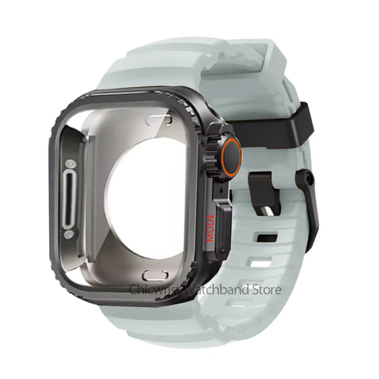 Silicone Strap+Metal Case For iWatch Ultra2 For Apple Watch 10/9/8/1/2/3/4/5/6/7 Sports Bracelet Band 46mm 49mm 45mm 44mm 42mm