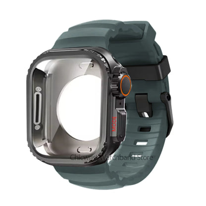 Silicone Strap+Metal Case For iWatch Ultra2 For Apple Watch 10/9/8/1/2/3/4/5/6/7 Sports Bracelet Band 46mm 49mm 45mm 44mm 42mm