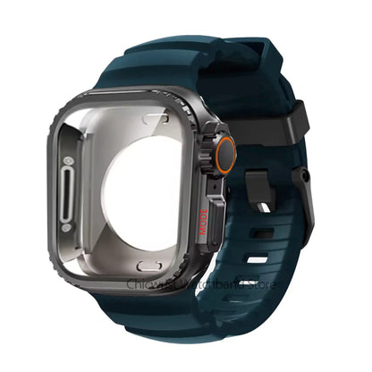 Silicone Strap+Metal Case For iWatch Ultra2 For Apple Watch 10/9/8/1/2/3/4/5/6/7 Sports Bracelet Band 46mm 49mm 45mm 44mm 42mm