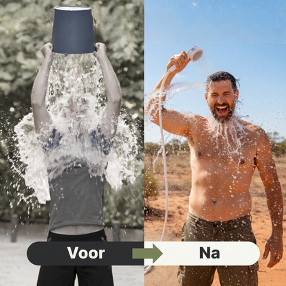 AquaGo draagbare douche – voor en na vergelijking